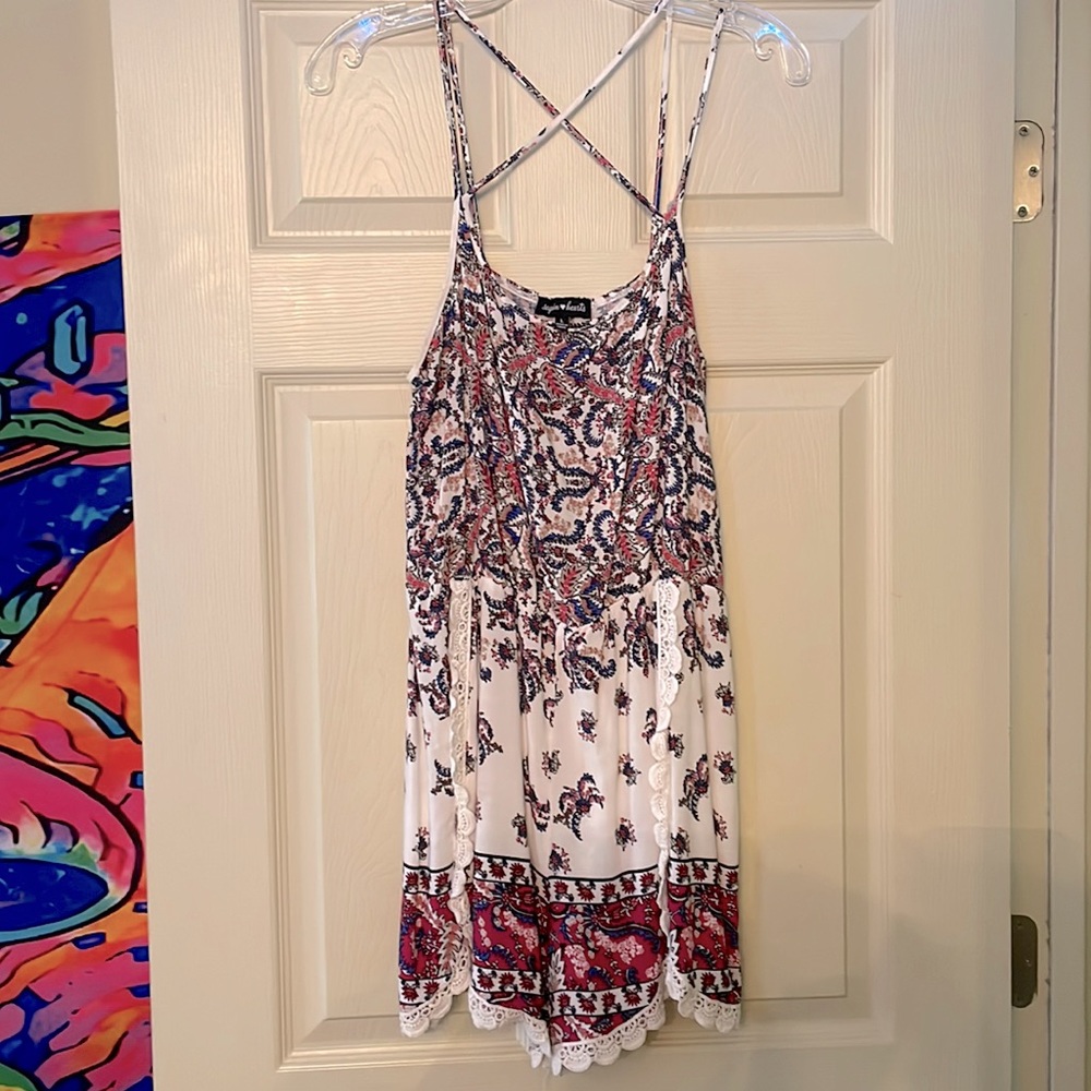 Pink & Blue print Romper